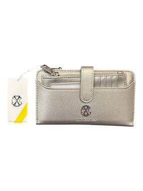 CXL by Christian Lacroix Bryce Pebble ID Fold Zipper Wallet Pewter NWT Silver